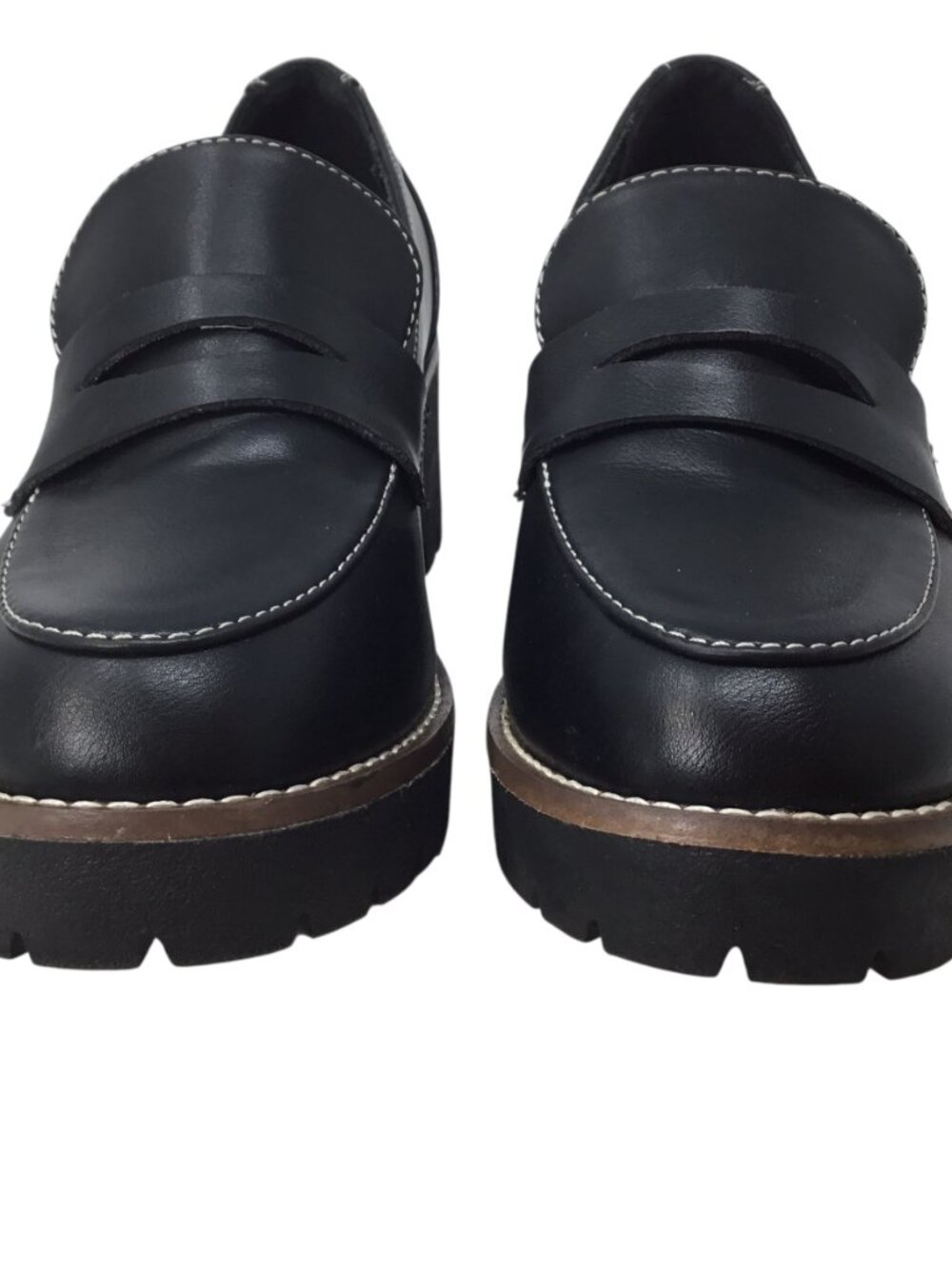 Blondo Daina Leather Platform Penny Loafers Chunky Black Size 8.5 Waterproof - Picture 6 of 9